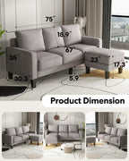 2 Piece Sectional Sofa Set-Comfy Upholstered Couch Set, Solid Wood Leg, Ultra Thick Cushion, Seats Storage, Including 3 Seater Sofa and Loveseat Sofa, Living Room, Apartment, Beige - Grand Goldman