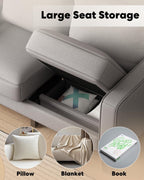 2 Piece Sectional Sofa Set-Comfy Upholstered Couch Set, Solid Wood Leg, Ultra Thick Cushion, Seats Storage, Including 3 Seater Sofa and Loveseat Sofa, Living Room, Apartment, Beige - Grand Goldman