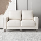 2 Piece Sectional Sofa Set-Comfy Upholstered Couch Set, Solid Wood Leg, Ultra Thick Cushion, Seats Storage, Including 3 Seater Sofa and Loveseat Sofa, Living Room, Apartment, Beige - Grand Goldman