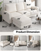 2 Piece Sectional Sofa Set-Comfy Upholstered Couch Set, Solid Wood Leg, Ultra Thick Cushion, Seats Storage, Including 3 Seater Sofa and Loveseat Sofa, Living Room, Apartment, Beige - Grand Goldman