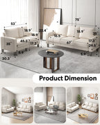 2 Piece Sectional Sofa Set-Comfy Upholstered Couch Set, Solid Wood Leg, Ultra Thick Cushion, Seats Storage, Including 3 Seater Sofa and Loveseat Sofa, Living Room, Apartment, Beige - Grand Goldman