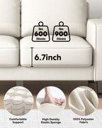 2 Piece Sectional Sofa Set-Comfy Upholstered Couch Set, Solid Wood Leg, Ultra Thick Cushion, Seats Storage, Including 3 Seater Sofa and Loveseat Sofa, Living Room, Apartment, Beige - Grand Goldman