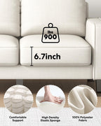 2 Piece Sectional Sofa Set-Comfy Upholstered Couch Set, Solid Wood Leg, Ultra Thick Cushion, Seats Storage, Including 3 Seater Sofa and Loveseat Sofa, Living Room, Apartment, Beige - Grand Goldman