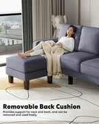 2 Piece Sectional Sofa Set-Comfy Upholstered Couch Set, Solid Wood Leg, Ultra Thick Cushion, Seats Storage, Including 3 Seater Sofa and Loveseat Sofa, Living Room, Apartment, Beige - Grand Goldman