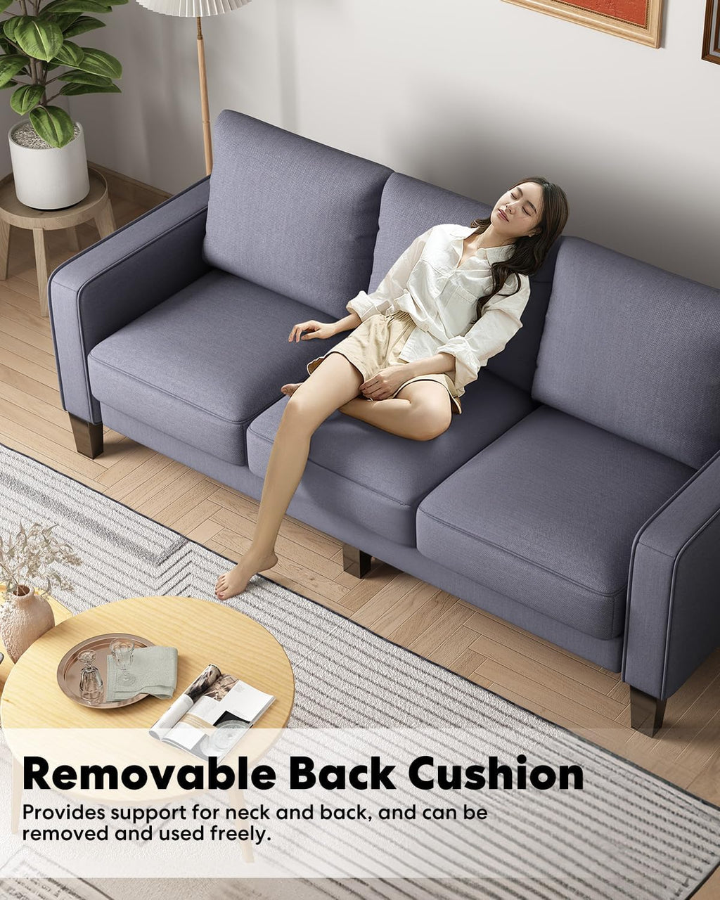 2 Piece Sectional Sofa Set-Comfy Upholstered Couch Set, Solid Wood Leg, Ultra Thick Cushion, Seats Storage, Including 3 Seater Sofa and Loveseat Sofa, Living Room, Apartment, Beige - Grand Goldman