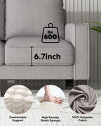 2 Piece Sectional Sofa Set-Comfy Upholstered Couch Set, Solid Wood Leg, Ultra Thick Cushion, Seats Storage, Including 3 Seater Sofa and Loveseat Sofa, Living Room, Apartment, Beige - Grand Goldman