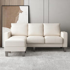 2 Piece Sectional Sofa Set-Comfy Upholstered Couch Set, Solid Wood Leg, Ultra Thick Cushion, Seats Storage, Including 3 Seater Sofa and Loveseat Sofa, Living Room, Apartment, Beige - Grand Goldman