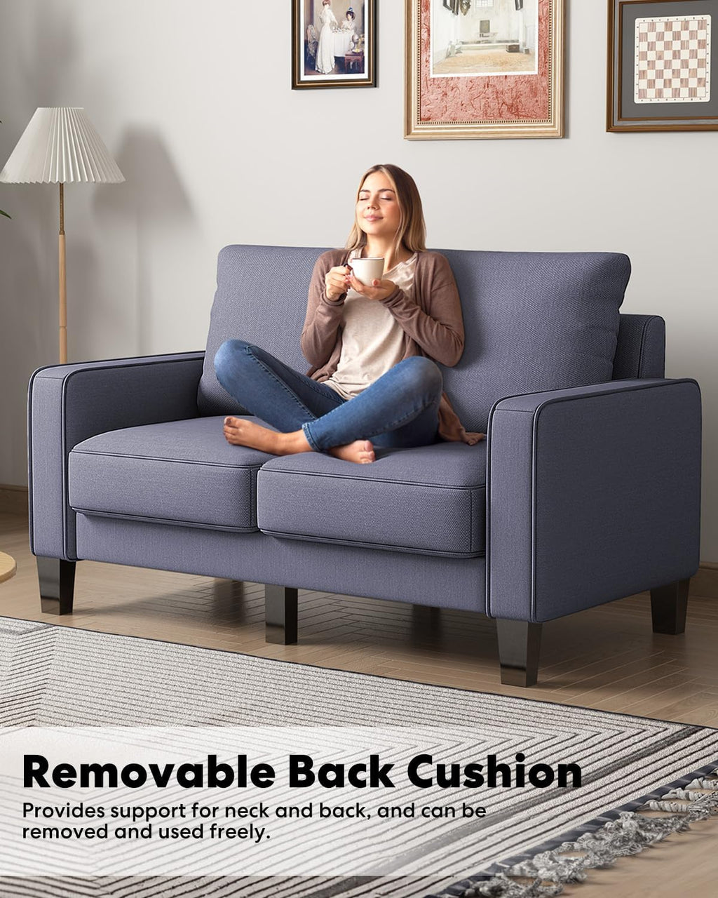 2 Piece Sectional Sofa Set-Comfy Upholstered Couch Set, Solid Wood Leg, Ultra Thick Cushion, Seats Storage, Including 3 Seater Sofa and Loveseat Sofa, Living Room, Apartment, Beige - Grand Goldman