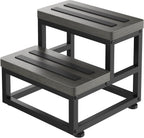 2 Step Wooden Step Stools for Adults Kids, Heavy Duty Stepping Stools Wooden Bed Step Stools for High Beds, Non-Slip 2 Bedside Foot Stool with 500 Lbs Capacity, Kitchen, Bed, RVS Step, Rustic Brown - Grand Goldman