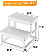 2 Step Wooden Step Stools for Adults Kids, Heavy Duty Stepping Stools Wooden Bed Step Stools for High Beds, Non-Slip 2 Bedside Foot Stool with 500 Lbs Capacity, Kitchen, Bed, RVS Step, Rustic Brown - Grand Goldman