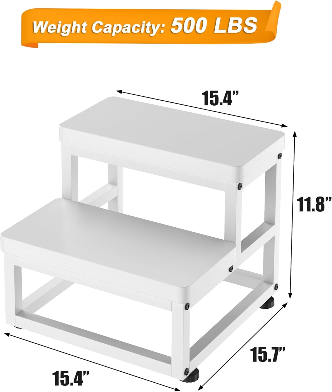 2 Step Wooden Step Stools for Adults Kids, Heavy Duty Stepping Stools Wooden Bed Step Stools for High Beds, Non-Slip 2 Bedside Foot Stool with 500 Lbs Capacity, Kitchen, Bed, RVS Step, Rustic Brown - Grand Goldman