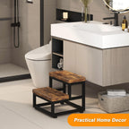 2 Step Wooden Step Stools for Adults Kids, Heavy Duty Stepping Stools Wooden Bed Step Stools for High Beds, Non-Slip 2 Bedside Foot Stool with 500 Lbs Capacity, Kitchen, Bed, RVS Step, Rustic Brown - Grand Goldman