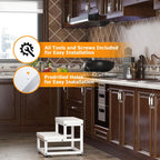 2 Step Wooden Step Stools for Adults Kids, Heavy Duty Stepping Stools Wooden Bed Step Stools for High Beds, Non-Slip 2 Bedside Foot Stool with 500 Lbs Capacity, Kitchen, Bed, RVS Step, Rustic Brown - Grand Goldman