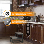 2 Step Wooden Step Stools for Adults Kids, Heavy Duty Stepping Stools Wooden Bed Step Stools for High Beds, Non-Slip 2 Bedside Foot Stool with 500 Lbs Capacity, Kitchen, Bed, RVS Step, Rustic Brown - Grand Goldman