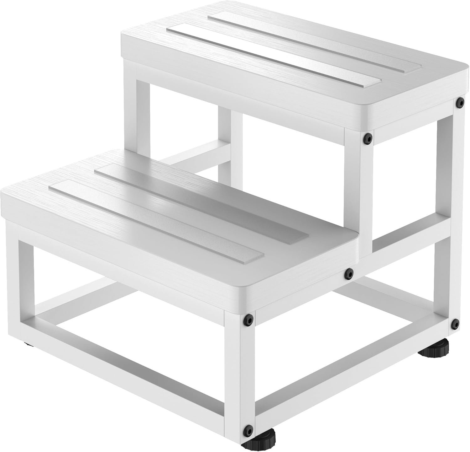 2 Step Wooden Step Stools for Adults Kids, Heavy Duty Stepping Stools Wooden Bed Step Stools for High Beds, Non-Slip 2 Bedside Foot Stool with 500 Lbs Capacity, Kitchen, Bed, RVS Step, Rustic Brown - Grand Goldman