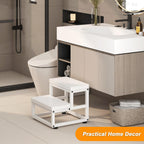 2 Step Wooden Step Stools for Adults Kids, Heavy Duty Stepping Stools Wooden Bed Step Stools for High Beds, Non-Slip 2 Bedside Foot Stool with 500 Lbs Capacity, Kitchen, Bed, RVS Step, Rustic Brown - Grand Goldman