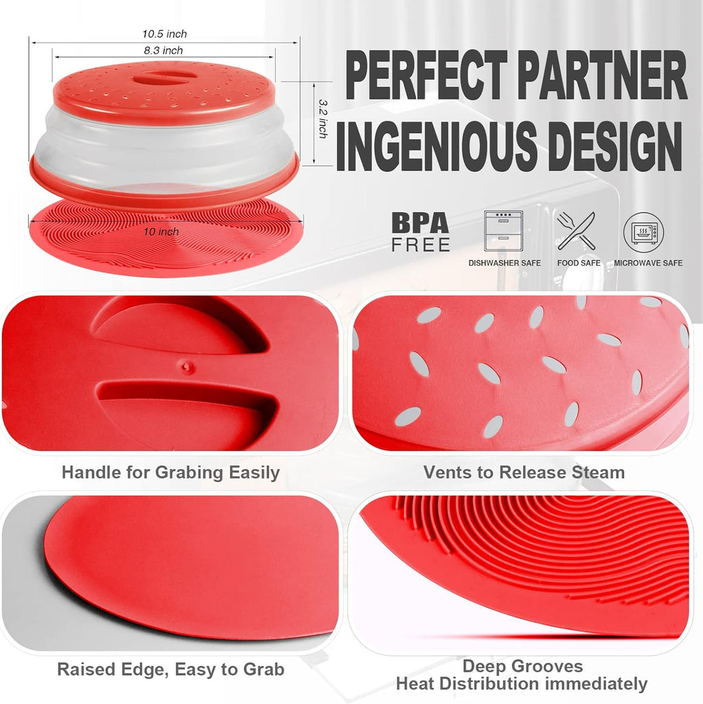 2 in 1, Aidacom Microwave Place Mat & Food Cover- Mat as Bowl Holder, for Splatter Guard, Multi-use: Silicone Trivet, Pot Holders, Drying, Baking, Utensils Rest for Kitchen Counter, Grey - Grand Goldman