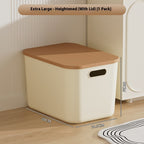 Cream Style Household Storage Box With Lid Desktop Clothing Storage Box Large