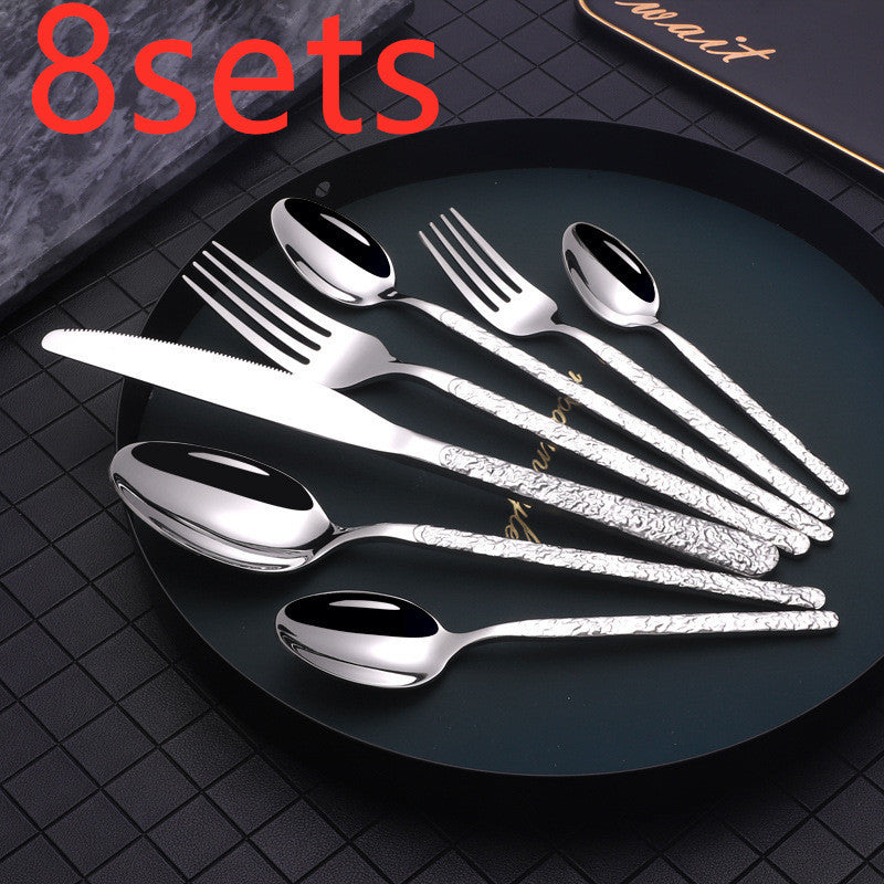 Embossed Textured Handle Steak Cutlery Western Cutlery - Grand Goldman