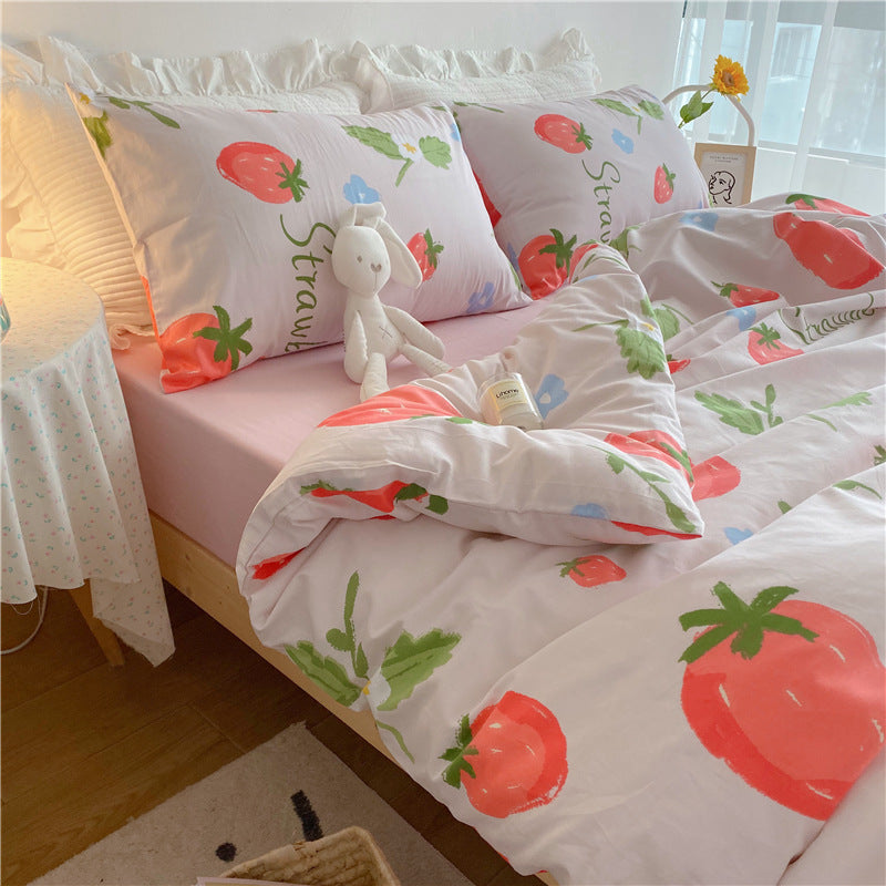 Small Floral Gentle Girl Heart Bedding Set Of Four