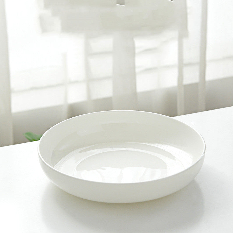 Household Pure White Simple Bone China Tableware Plate