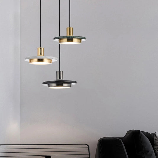 Lustre minimaliste rond en marbre nordique