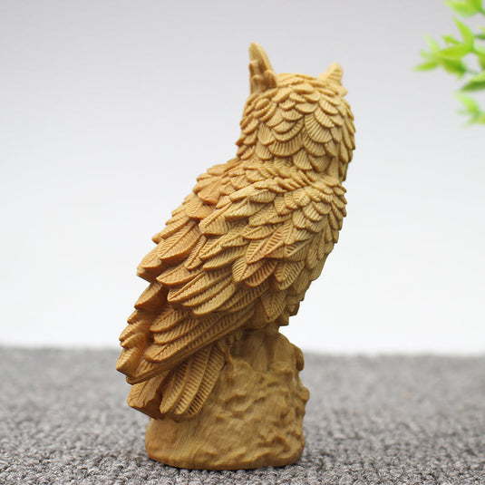 Boxwood Owl Ornament Wood Carving Personality Creative