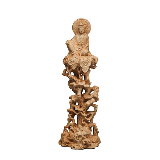 Sitting Tree Vine Guanyin Buddha Statue Ornaments Wooden Crafts