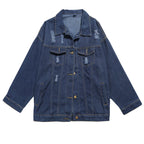 Worn Loose Denim Jacket Women's Long Sleeves