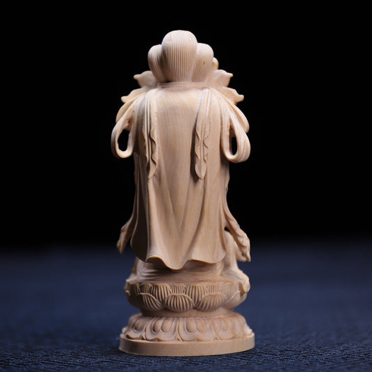 Sculpture en buis, ornements Guanyin mignons, Statues de bouddha, artisanat sculpté à la main