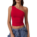 Solid Color Slim Fit Midriff-baring Vest T-shirt