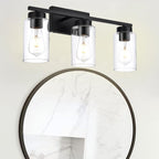 3-Light Bathroom Vanity Light, Modern Brushed Gold Wall Lights with Clear Glass Shades, Bathroom Wall Sconce Lamp for Mirror Living Room Bedroom Hallway - Grand Goldman