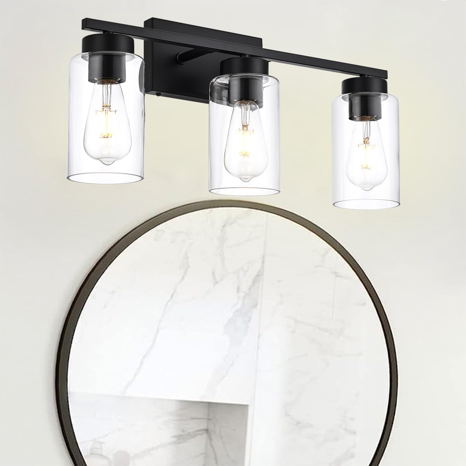 3-Light Bathroom Vanity Light, Modern Brushed Gold Wall Lights with Clear Glass Shades, Bathroom Wall Sconce Lamp for Mirror Living Room Bedroom Hallway - Grand Goldman