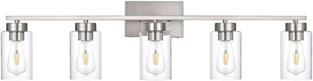 3-Light Bathroom Vanity Light, Modern Brushed Gold Wall Lights with Clear Glass Shades, Bathroom Wall Sconce Lamp for Mirror Living Room Bedroom Hallway - Grand Goldman