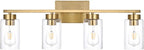 3-Light Bathroom Vanity Light, Modern Brushed Gold Wall Lights with Clear Glass Shades, Bathroom Wall Sconce Lamp for Mirror Living Room Bedroom Hallway - Grand Goldman