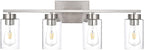 3-Light Bathroom Vanity Light, Modern Brushed Gold Wall Lights with Clear Glass Shades, Bathroom Wall Sconce Lamp for Mirror Living Room Bedroom Hallway - Grand Goldman