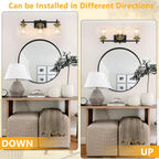 3-Lights Black and Gold Bathroom Light Fixtures Over Mirror, Modern Brushed Gold Vanity Lights for Bathroom, Sconces Wall Lighting with Square Glass Shade for Mirror Bedroom Hallway - Grand Goldman