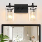3-Lights Black and Gold Bathroom Light Fixtures Over Mirror, Modern Brushed Gold Vanity Lights for Bathroom, Sconces Wall Lighting with Square Glass Shade for Mirror Bedroom Hallway - Grand Goldman