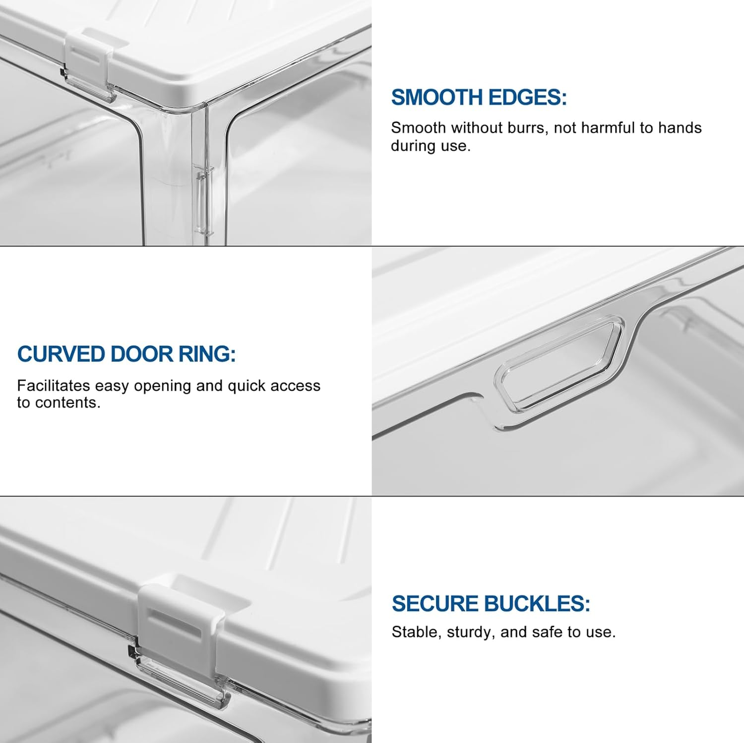 3-Pack Clear Stackable Storage Bins with Lids Magnetic Doors Open Front Foldable Folding Plastic Craft Containers Large Closet Organizers Box for Bedrooms Living Rooms Study Kids' Toys 24 QT - Grand Goldman