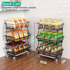 3-Tier Rolling Pantry Floor Organizers and Storage Cart on Wheels, Stackable Wire Pantry Baskets for Pantry Shelves, Kitchen Fruit Basket Stand Storage Rack for Snack Fruit Onion Potato Bread - Grand Goldman
