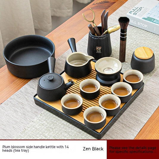 Black Porcelain Japanese Tea Set Home Living Room