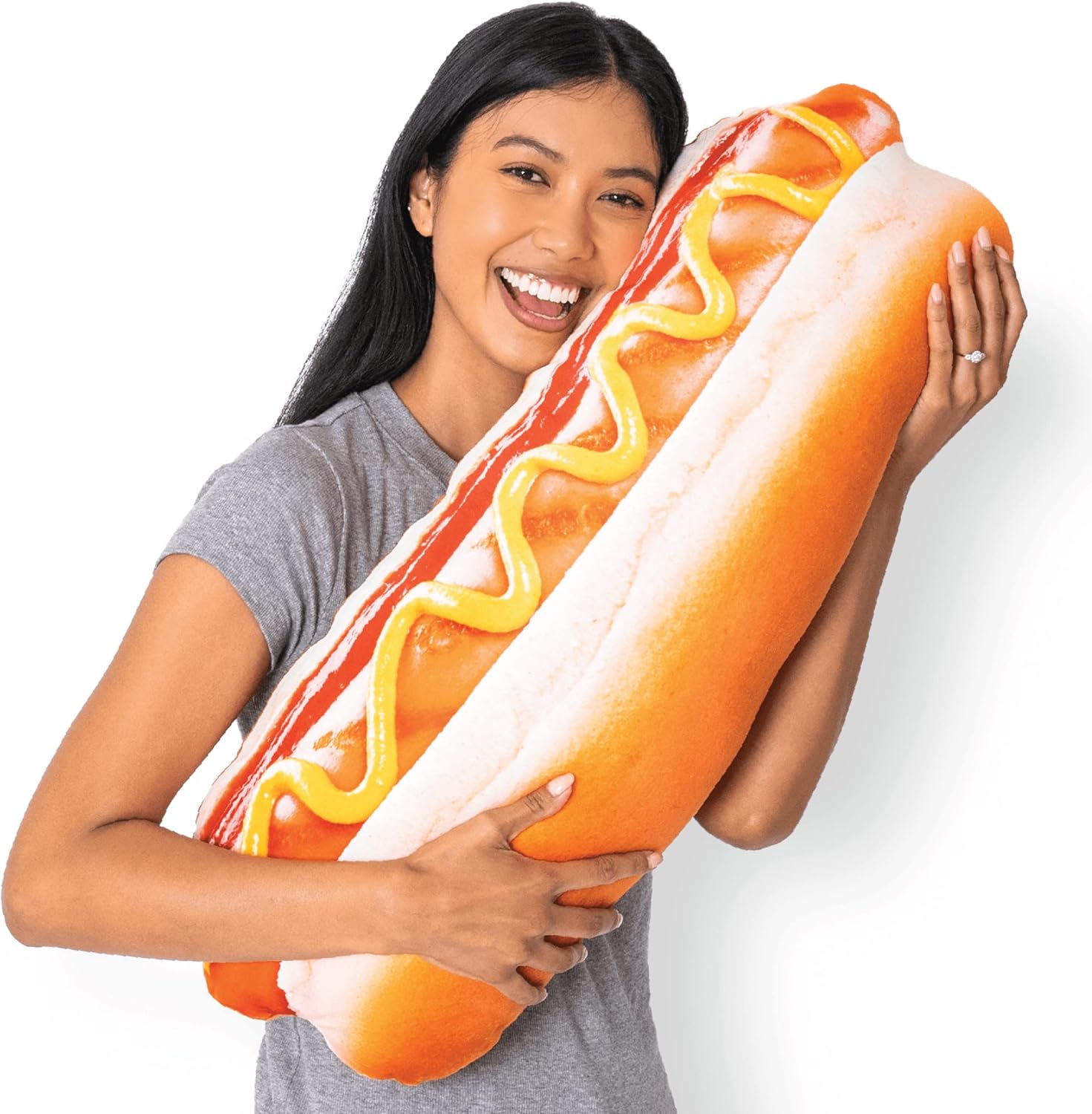 30" 3D Supreme Hot Dog Throw Pillow - Made with Super Soft & Ultra Premium Fabric - Cute, Comfortable, Plush, Stuffed Body Cushion for Home Decor - Best Funny Gift for Meat Lovers - Large - Grand Goldman