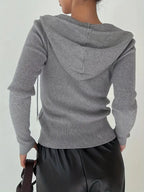 Women's Slim Fit Solid Color Hooded Jacket