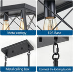 31.5" Farmhouse Kitchen Island Lighting, 5-Light Dining Room Light Fixtures, Rectangular Chandeliers, Rustic Pendant Light Fixtures for Kitchen, Pool Table Lights, Black - Grand Goldman