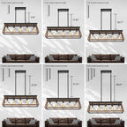 31.5" Farmhouse Kitchen Island Lighting, 5-Light Dining Room Light Fixtures, Rectangular Chandeliers, Rustic Pendant Light Fixtures for Kitchen, Pool Table Lights, Black - Grand Goldman