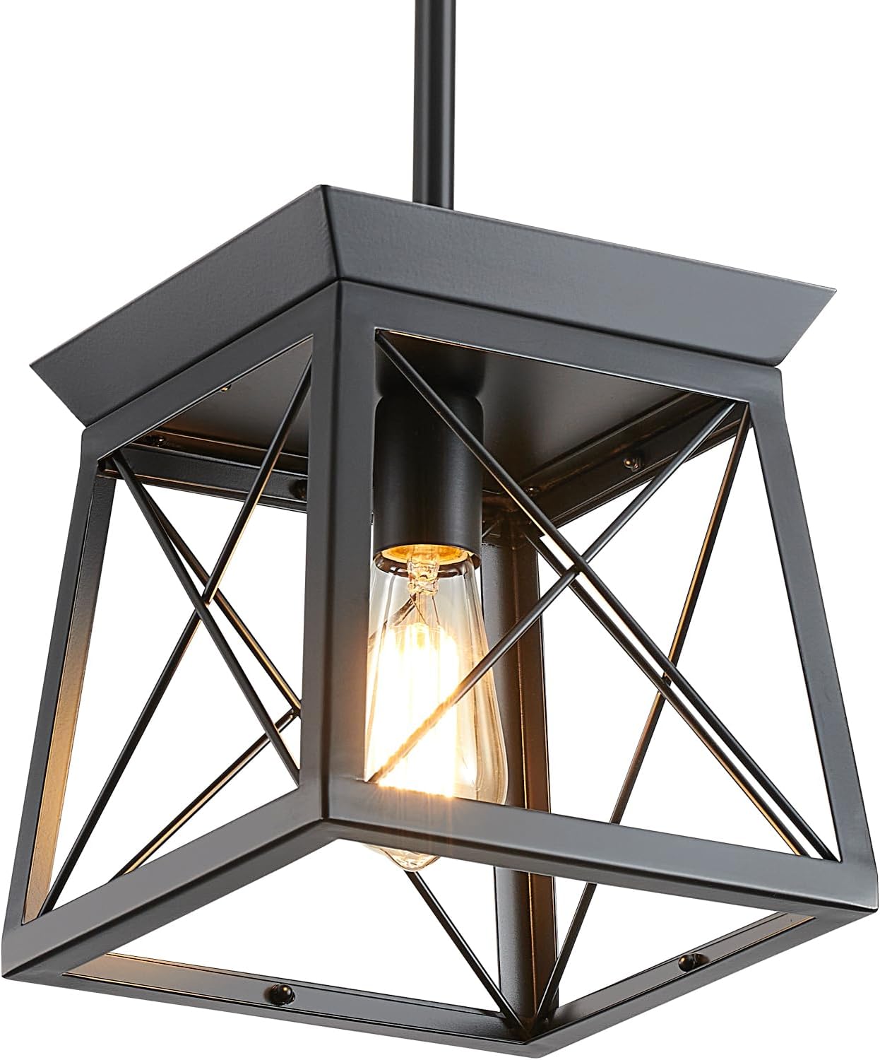 31.5" Farmhouse Kitchen Island Lighting, 5-Light Dining Room Light Fixtures, Rectangular Chandeliers, Rustic Pendant Light Fixtures for Kitchen, Pool Table Lights, Black - Grand Goldman