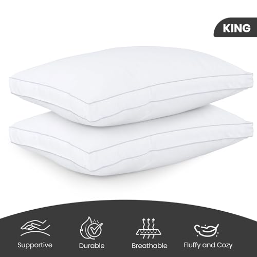 Utopia Bedding Bed Pillows for Sleeping Queen Size (White), Set of 2, Cooling Hotel Quality, Gusseted Pillow for Back, Stomach or Side Sleepers