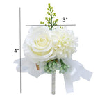 ست گل مچ دست رز دو تکه ریکیو، گل ابریشمی برای گل دست عروس، گل یقه مردانه، گل کیک، تزئین آلبوم جشن عروسی، گل دست مهمانی پروم (سبز مایل به سیاه)