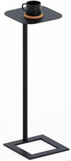 Stable C Table End Table, 23.4" Tall C Shaped Side Table That Slides Under Sofa, Slim Under Couch Table, Modern Industrial Coffee Tray Table for Living Room Bedroom (Small Black)