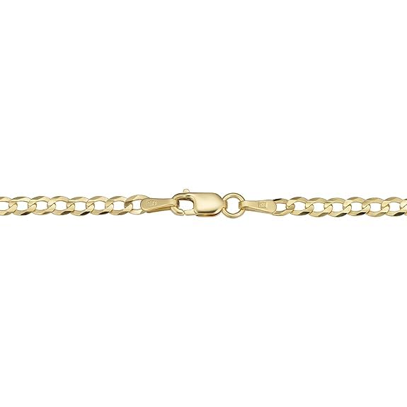 SHOP WGS Collana a catena curb 24" 2,0MM in oro giallo massiccio 10K per uomo e donna con chiusura a moschettone Gioielli italiani in oro reale 10K Regali